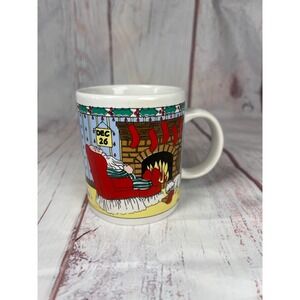 Christmas Santa Fireplace Tree Mug Cup Holiday Decor Drinkware Vintage